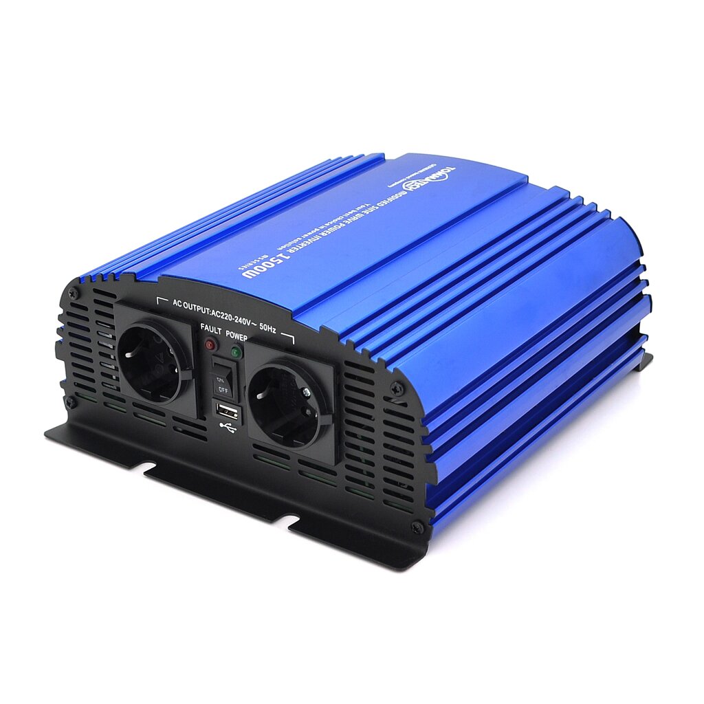 Інвертор напруги Tommatech MS-1500, 24V/220V, 1500W з апроксимованої синусоїдою, 2Shuko, USB, клемні дроти, від компанії Price Killer - фото 1