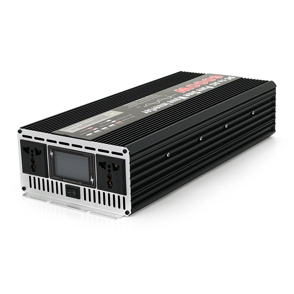 Інвертор напруги YOSO з правильною синусоїдою, 6000W, 12/220V-3000W, 2 універсальні розетки, LED Display, затискачі, від компанії Price Killer - фото 1