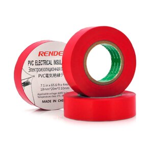 Ізолента RENDER 0,19мм * 16мм * 7м ( червона ), temp:10 + 80 ° С, 2000V, розтяж-180%міцність 200 / см, Агдезія 0,420,425 мм