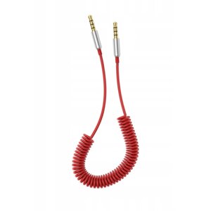 Кабель AUX Audio DC3.5 тато-тато 1.5м пружина, CCA Stereo Jack, круглий ) Red cable, Box