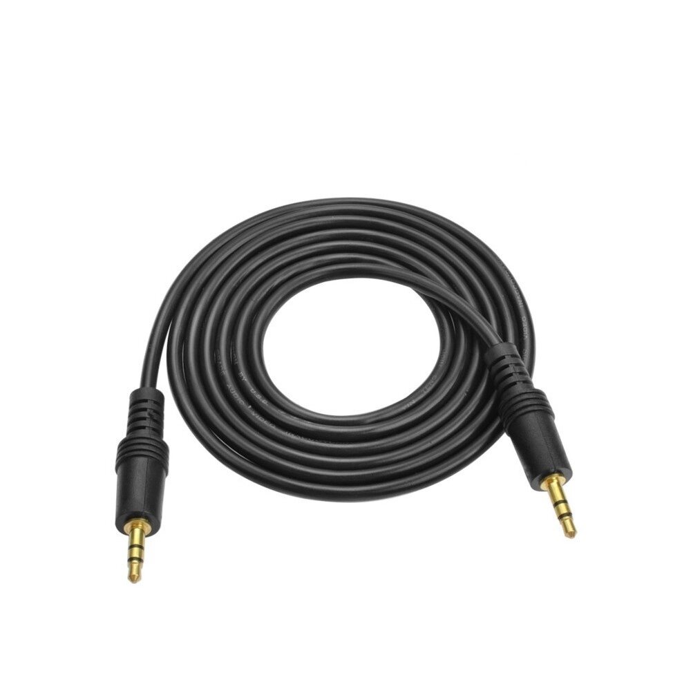 Кабель AUX Audio DC3.5 тато-тато 1.5м, GOLD Stereo Jack, ( круглий ) Black cable, Пакет Q500 від компанії Price Killer - фото 1