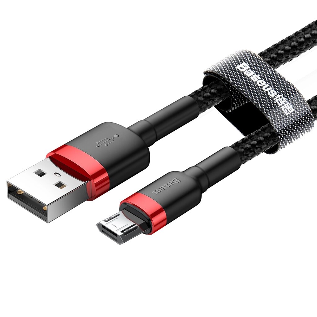 Кабель Baseus Cafule microUSB 1.5A 2M Чорний/Червоний (CAMKLF-C91) від компанії Price Killer - фото 1