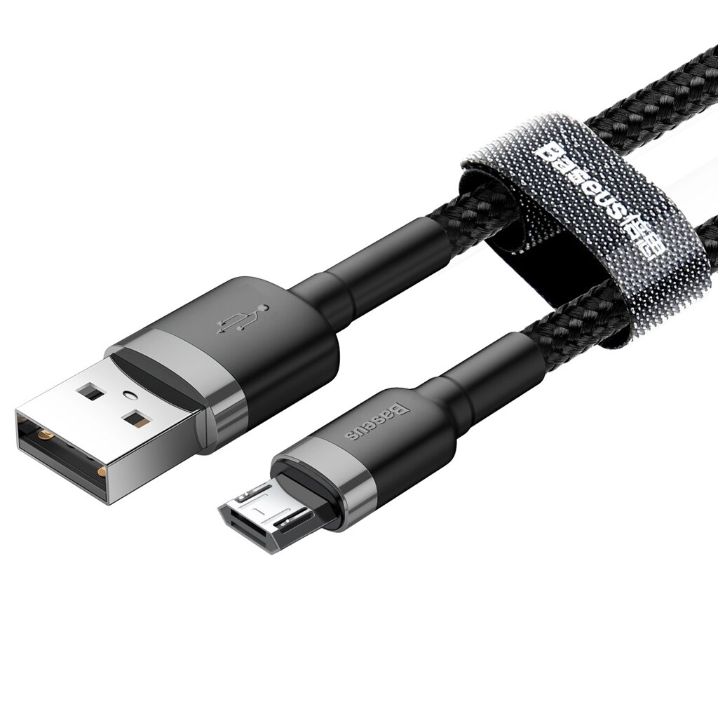 Кабель Baseus Cafule microUSB 1.5A 2M Чорний/Сірий (CAMKLF-CG1) від компанії Price Killer - фото 1