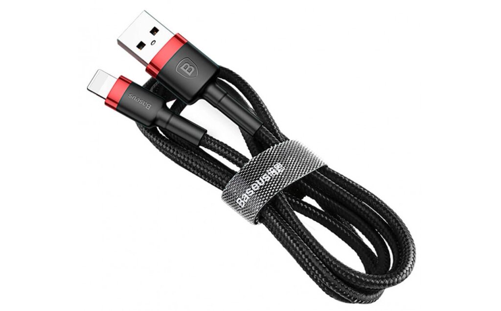 Кабель Baseus Cafule USB 2.0 to Lightning 1.5A 2M Чорний/Червоний (CALKLF-C19) від компанії Price Killer - фото 1