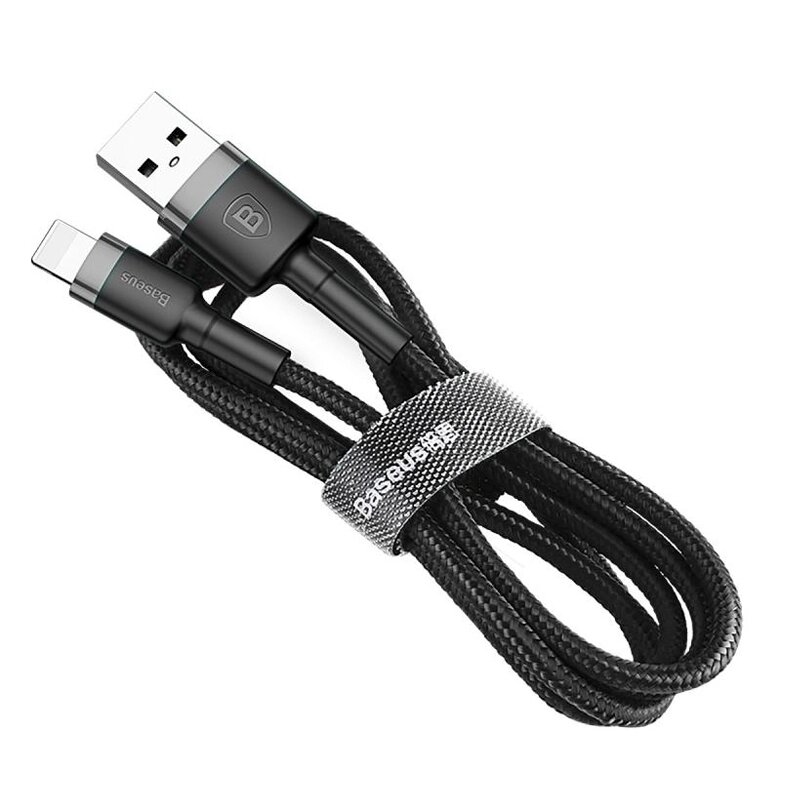 Кабель Baseus Cafule USB 2.0 to Lightning 1.5A 2M Чорний/Сірий (CALKLF-CG1) від компанії Price Killer - фото 1