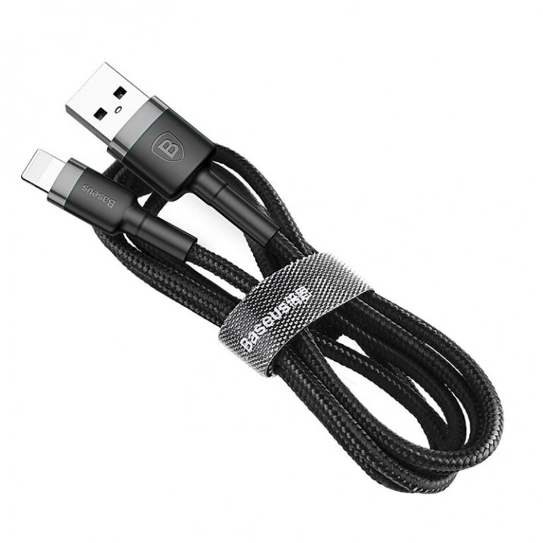 Кабель Baseus Cafule USB 2.0 to Lightning 2.4A 1M Чорний/Сірий (CALKLF-BG1) від компанії Price Killer - фото 1