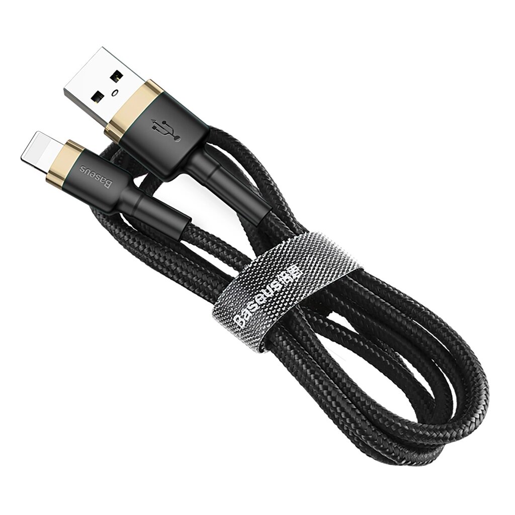 Кабель Baseus Cafule USB 2.0 to Lightning 2.4A 1M Чорний/Золотий (CALKLF-BV1) від компанії Price Killer - фото 1