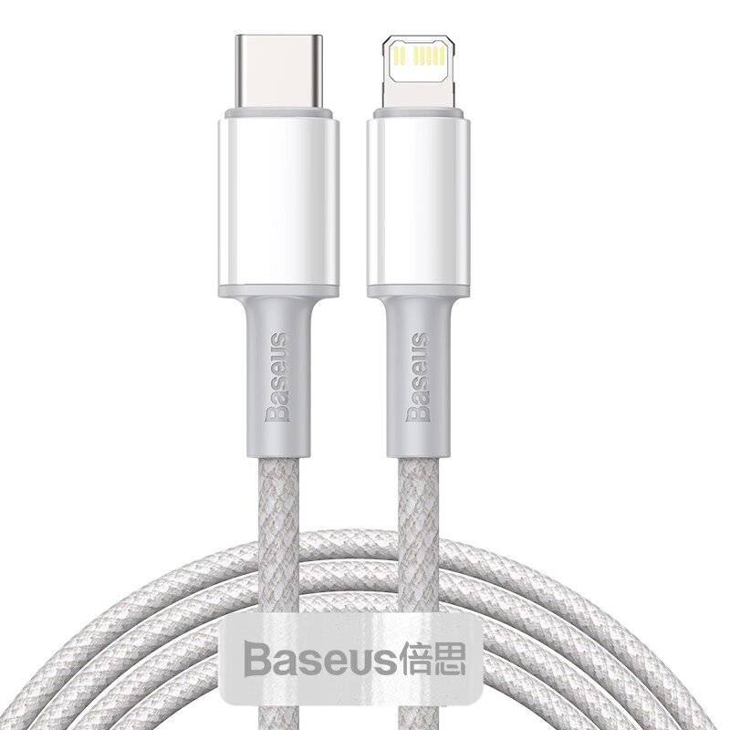 Кабель Baseus High Density Braided Type-C to Lightning PD 20W 2M Білий (CATLGD-A02) від компанії Price Killer - фото 1