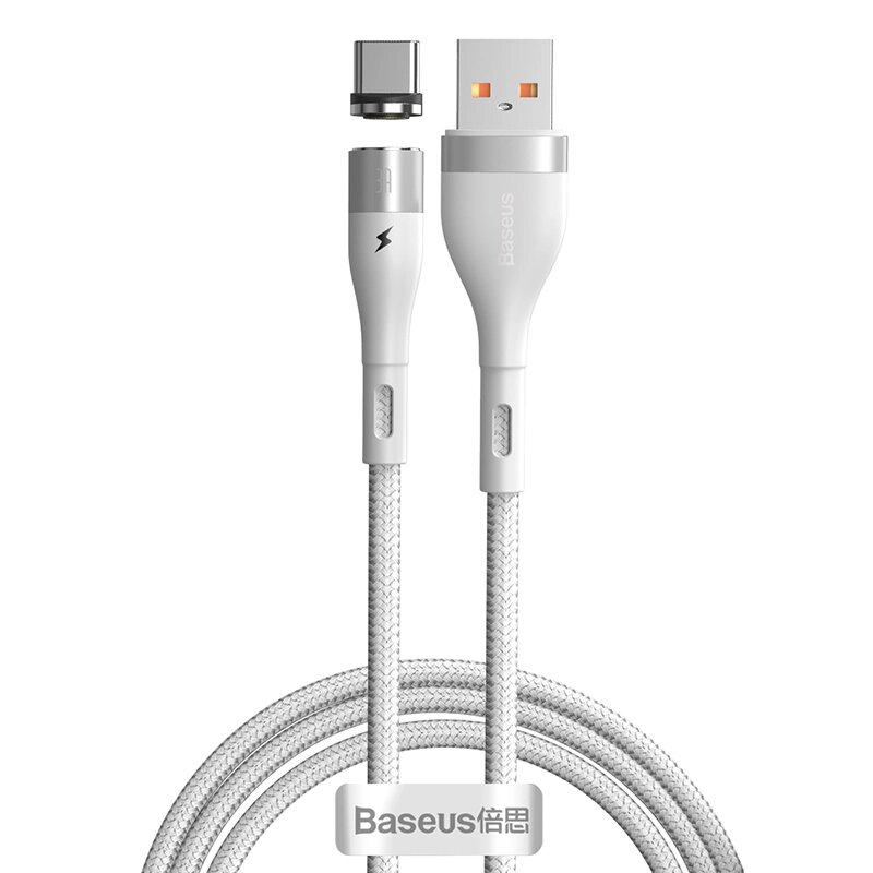 Кабель Baseus Zinc Magnetic USB 2.0 to Type-C 3A 1M Білий (CATXC-M02) від компанії Price Killer - фото 1