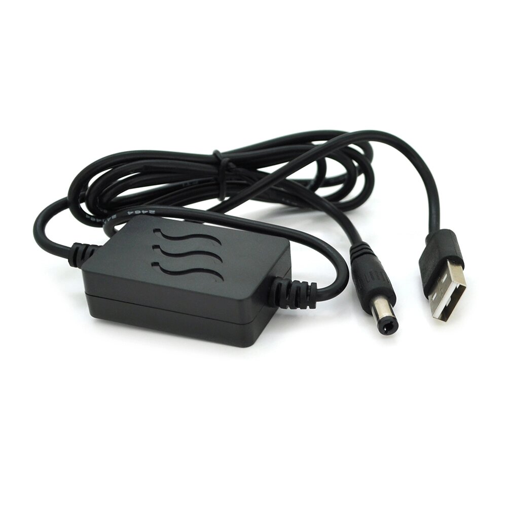 Кабель для роутера 5.5/2.1mm (M)=> USB2.0 (Input: 5V/Out:12V 1А ), 1м, Black, OEM від компанії Price Killer - фото 1