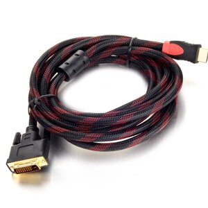 Кабель HDMI ( тато ) -DVI ( тато ) 1,5метра 2 фериту обплетка круглий, Пакет, Q150