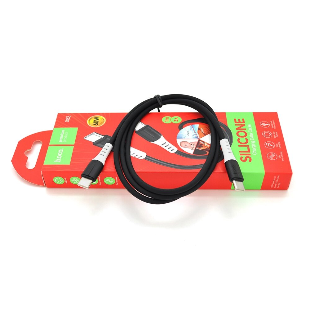 Кабель Hoco X82 silicone, Type C-Type C, 3A, Black, довжина 1м, BOX від компанії Price Killer - фото 1