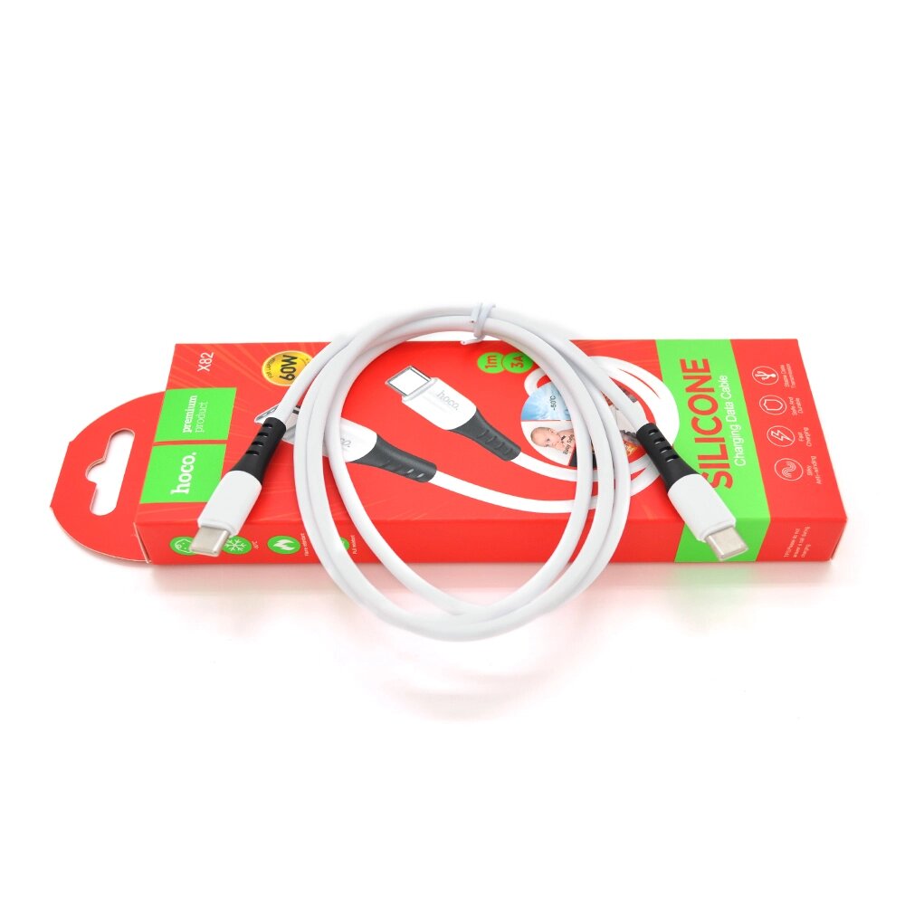 Кабель Hoco X82 silicone, Type C-Type C, 3A, White, довжина 1м, BOX від компанії Price Killer - фото 1