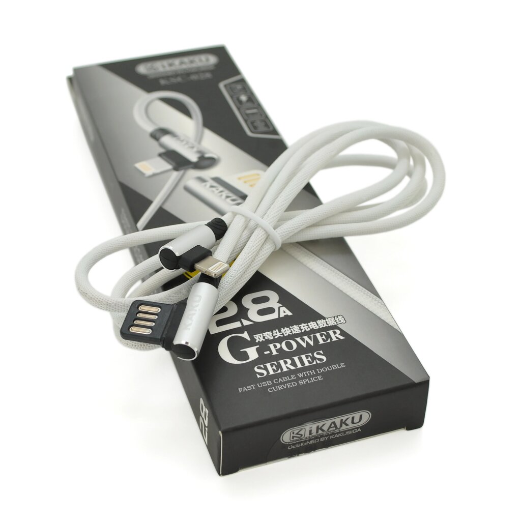 Кабель iKAKU KSC-028 JINDIAN charging data cable for iphone, Silver, довжина 1м, 2.4A, BOX від компанії Price Killer - фото 1