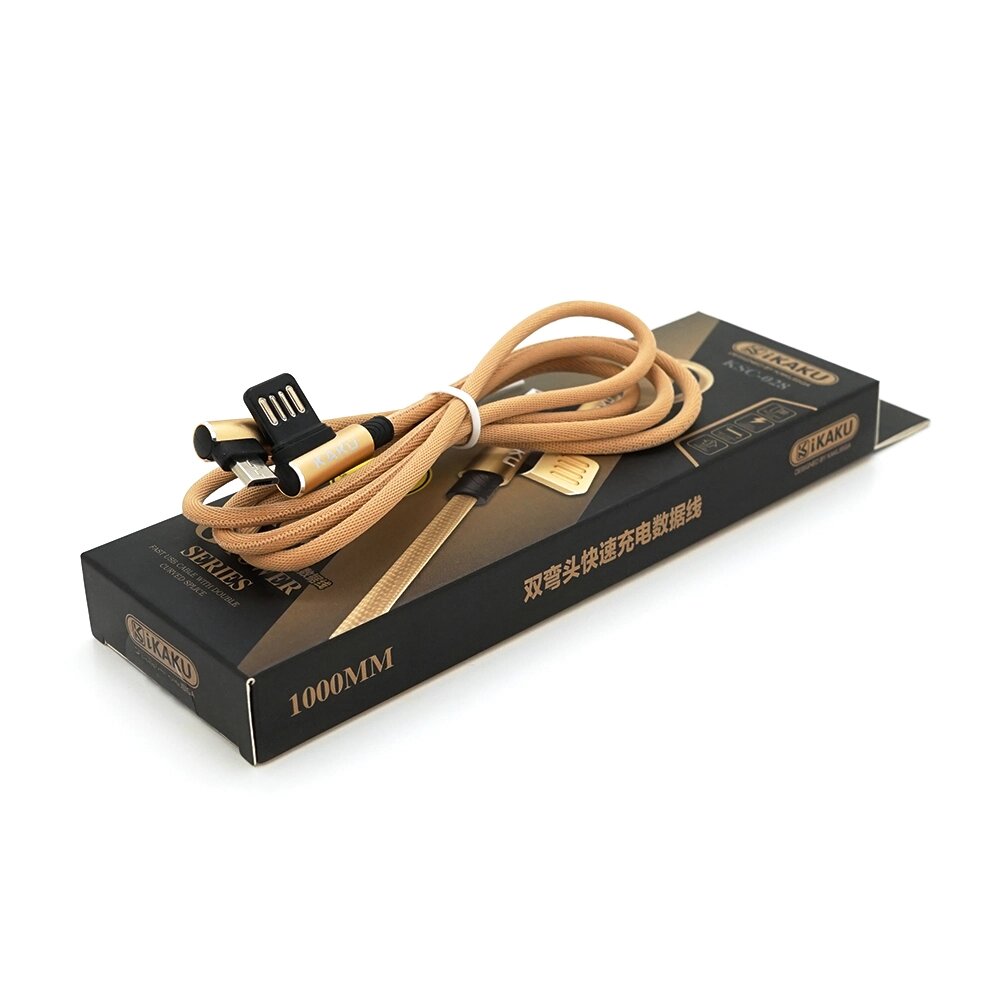 Кабель iKAKU KSC-028 JINDIAN charging data cable for micro, Gold, довжина 1м, 2.4A, BOX від компанії Price Killer - фото 1