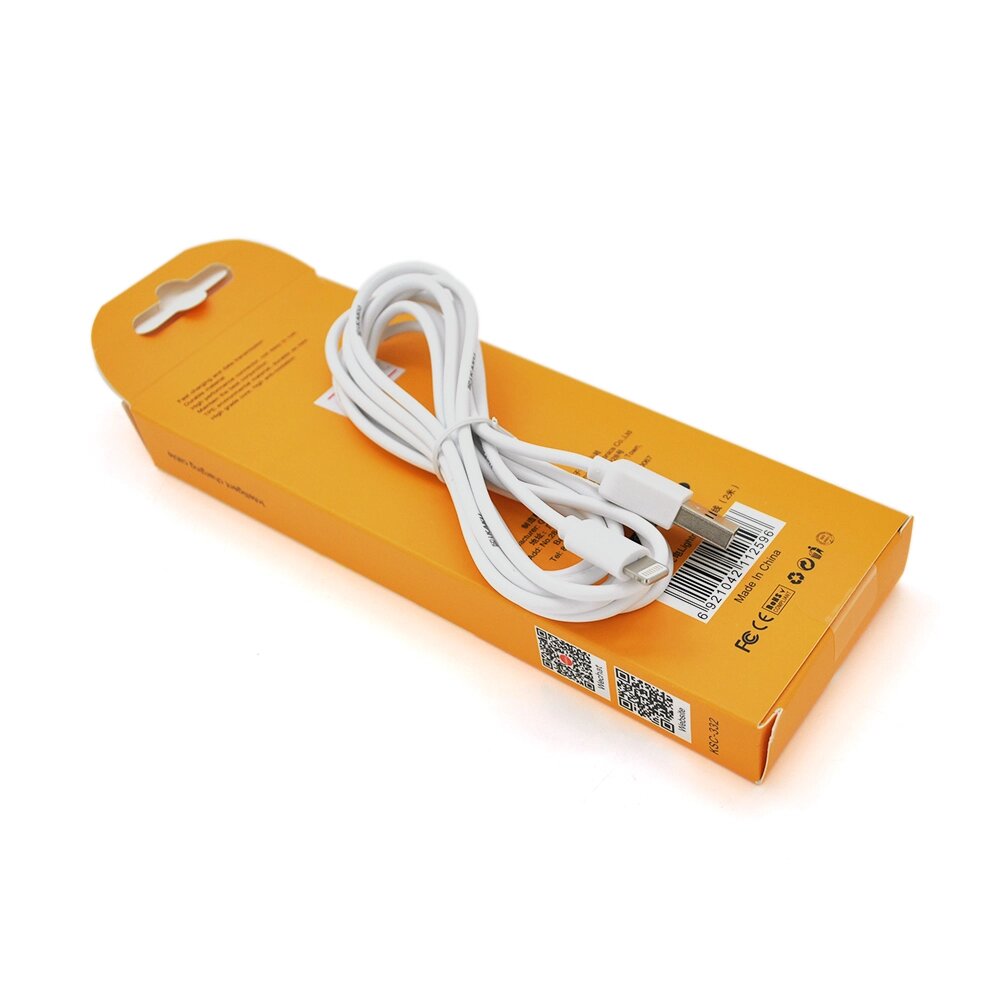 Кабель iKAKU KSC-332 YOUCHUANG charging data cable series for iphone, White, довжина 2м, 2,4А, BOX від компанії Price Killer - фото 1