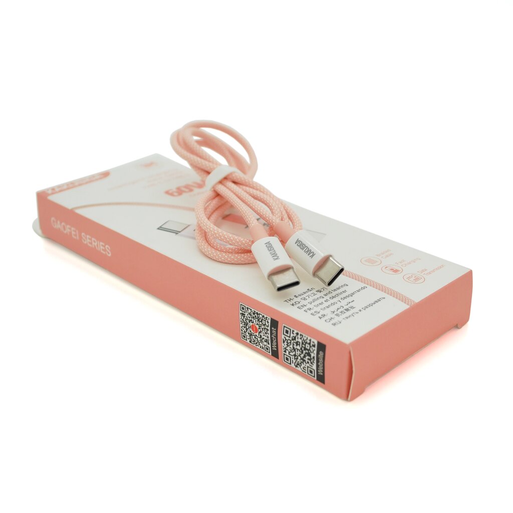 Кабель iKAKU KSC-723 GAOFEI PD20W smart fast charging cable (Type-C to Type-C), Pink, довжина 1м, BOX від компанії Price Killer - фото 1