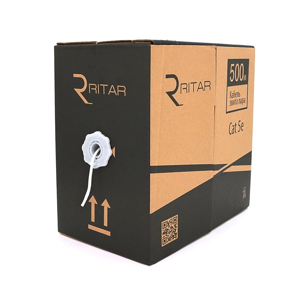 Кабель КПВ UTP 2*2*0.5 cat 5E Ritar, (CCA), для внутр. робіт, 500 м, Grey, Corton BOX (300x580x230), Q2 від компанії Price Killer - фото 1