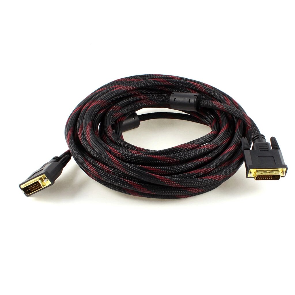 Кабель Merlion Dvi-Dvi 1.5m, 2 феріта, обплетка, Black/Red, 24/24pin, ( Пакет ) Q200 від компанії Price Killer - фото 1