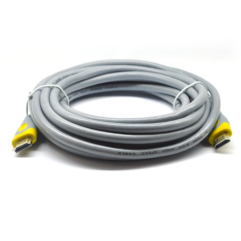 Кабель Merlion HDMI-HDMI V-Link High Speed 3.0m, v2,0, OD-8.2mm, круглий Grey, коннектор Grey/Yellow, ( Пакет ), Q80 від компанії Price Killer - фото 1