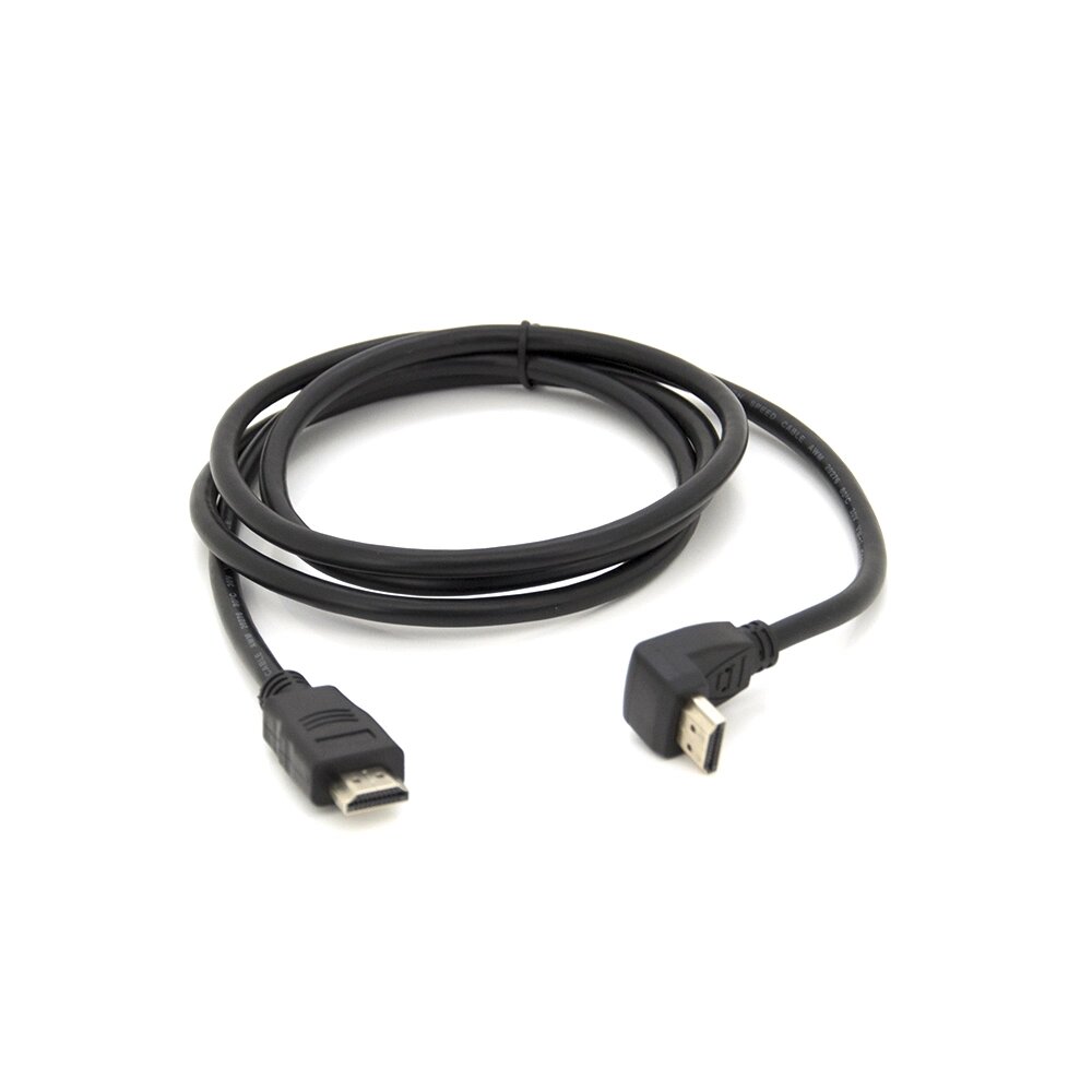 Кабель MerlionHDMI-HDMI  1,5m, v1.4, OD-7.5mm, круглий Black, коннектор Black 90° кутовий від компанії Price Killer - фото 1