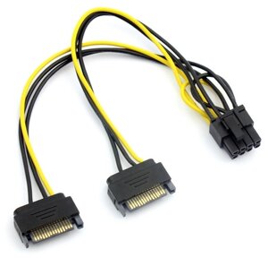 Кабель-перехідник для харчування відеокарти SATA+SATA>8P, OEM Q50