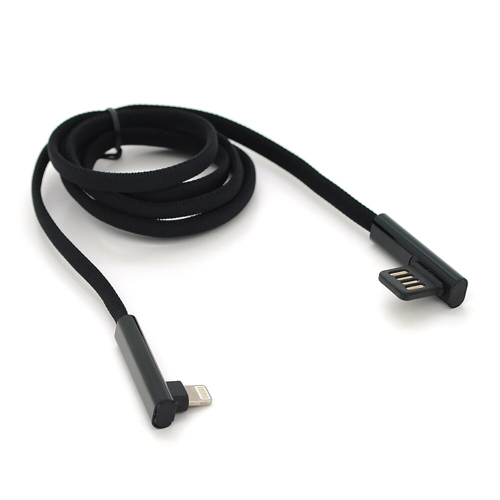 Кабель PZX V-113, Quick Charge Lighting Cable, 4.0A, Black, довжина 1м, кутовий, BOX від компанії Price Killer - фото 1