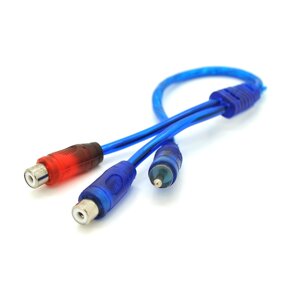 Кабель RCA ( тато )2хRCA ( мама ), CU, круглий, Blue, 0,2м, Пакет ) Q250