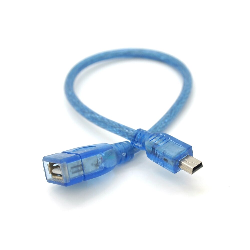 Кабель USB 2.0 AF/Mini-B OTG, 0.3m, прозорий синій від компанії Price Killer - фото 1