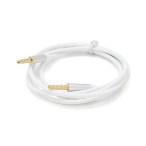 Кабель VEGGIEG AUW-1 AUX Audio DC3.5 тато-тато 1.0м, GOLD Stereo Jack, обплетка, круглий ) White cable, Пакет