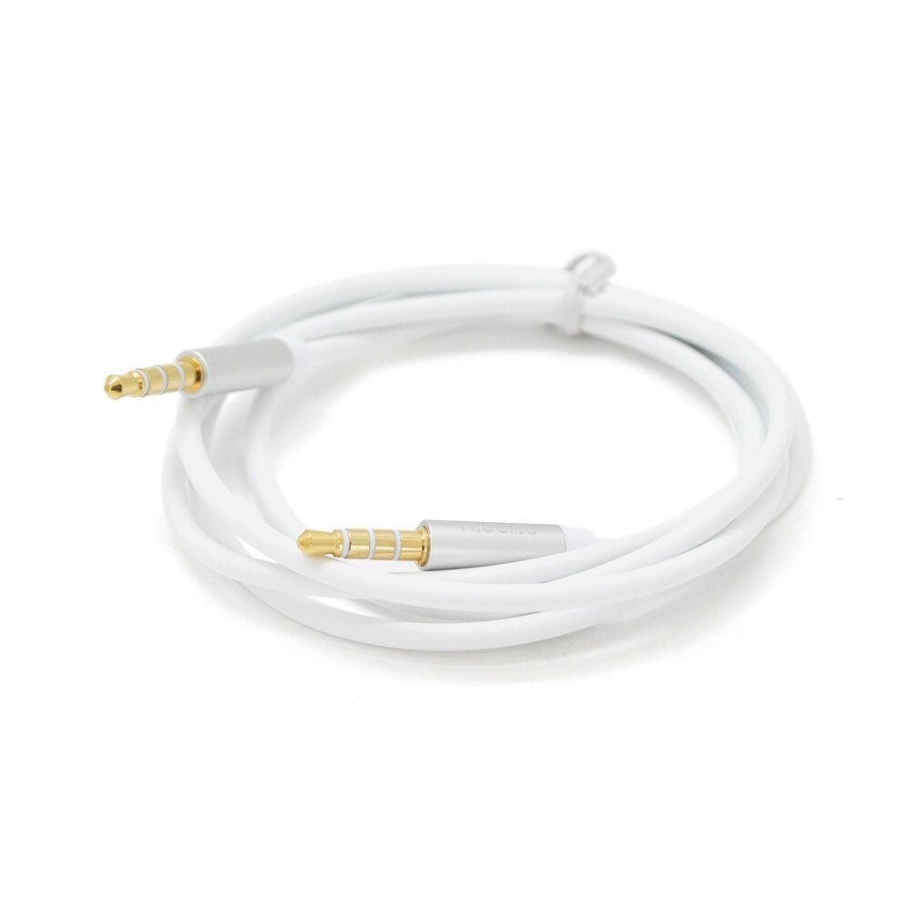 Кабель VEGGIEG AUW-1 AUX Audio DC3.5 тато-тато 1.0м, GOLD Stereo Jack, обплетка, ( круглий ) White cable, Пакет від компанії Price Killer - фото 1