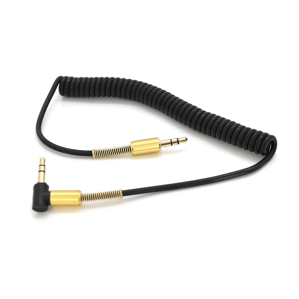 Кабель VEGGIEG AWS-2 AUX Audio DC3.5 тато-тато 1.0м, GOLD Stereo Jack, (круглий) Black cable, Пакет від компанії Price Killer - фото 1