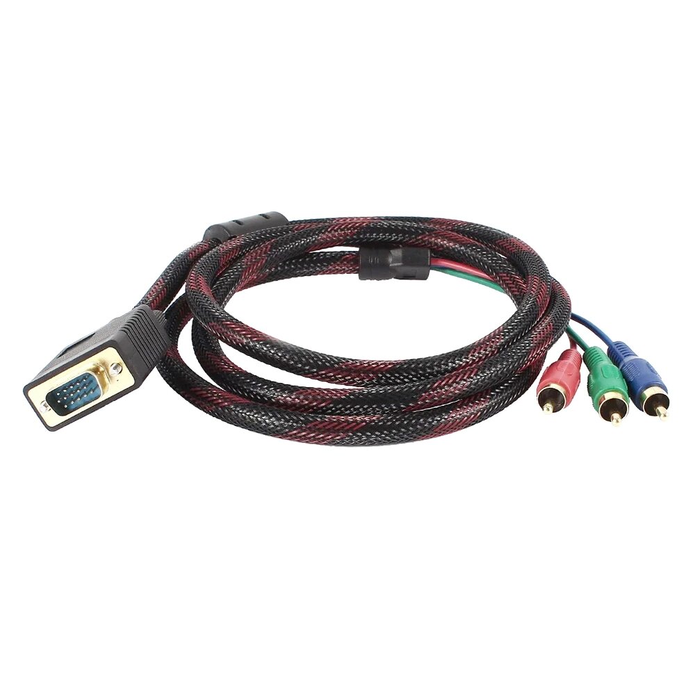 Кабель VGA ( тато ) -3RCA ( тато ) 1.5m, Black/Red, обплетка, пакет від компанії Price Killer - фото 1