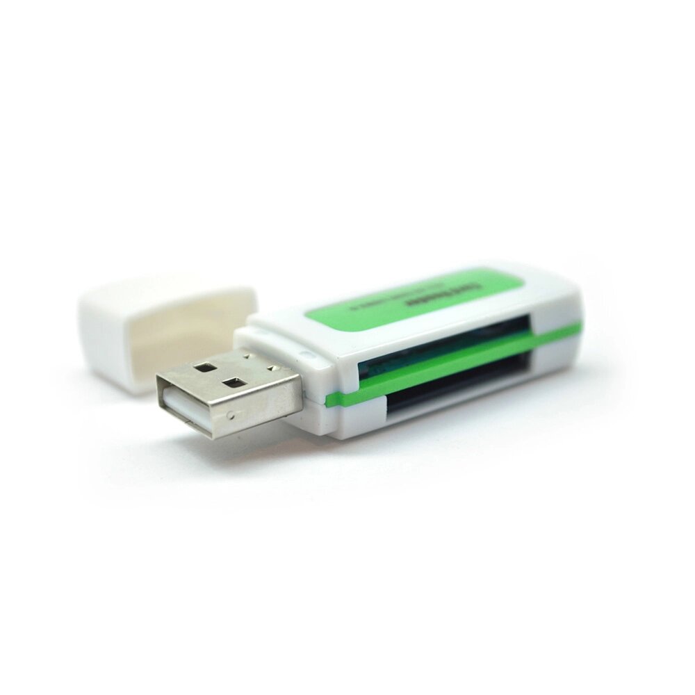 Кардрідер універсальний 4в1 MERLION CRD-5GR TF/Micro SD, USB2.0, Green, OEM Q1500 від компанії Price Killer - фото 1