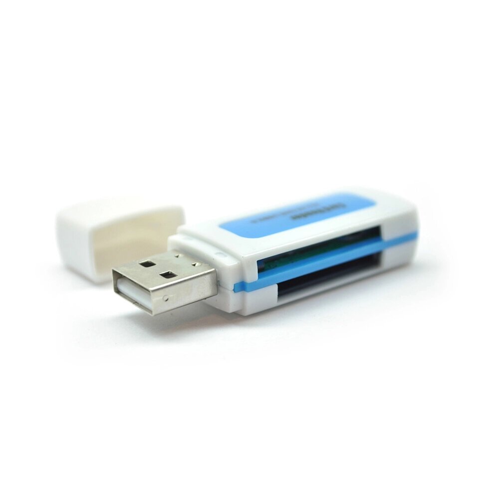 Кардрідер універсальний 4в1 MERLION CRD-5VL TF/Micro SD, USB2.0, Blue, OEM Q1500 від компанії Price Killer - фото 1