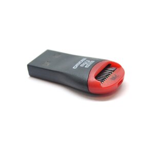 Кардрідер зовнішній USB 2.0, формат MicroSD, пластик, Black/Red, Техпакет )