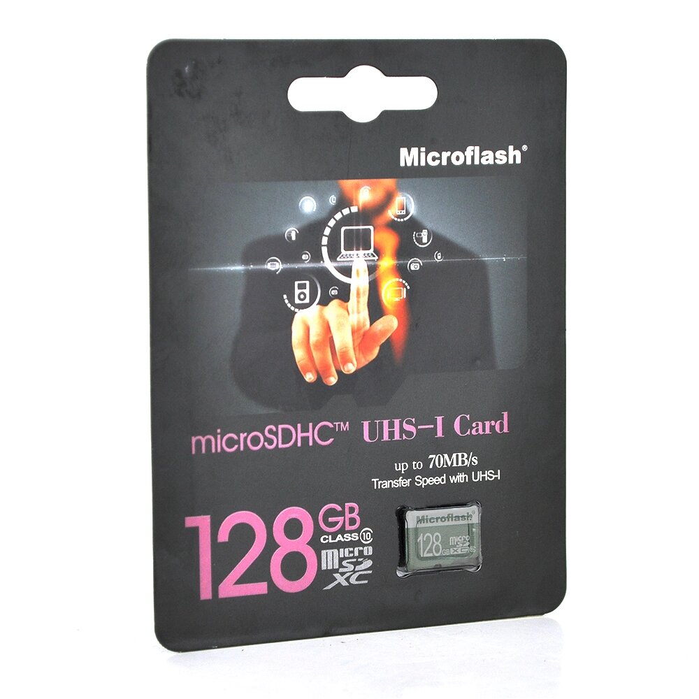 Карта пам'яті Microflash Micro SD, Швидкість передачі даних 70MB/s, class10, 128G від компанії Price Killer - фото 1