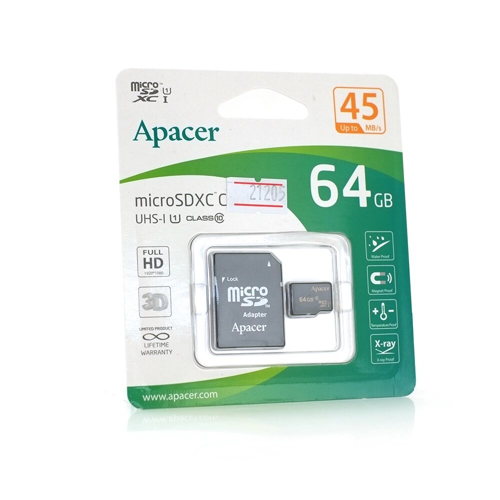 Карта памяти Apacer  microSDHC Class 10 UHS-I, 64GB від компанії Price Killer - фото 1