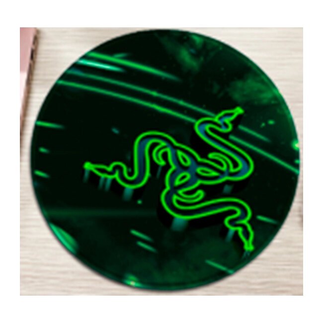 Килимок 200*200 мм тканинної RAZER 8 з бічною прошивкою (круглий), товщина 3 мм, колір Black/Green, Пакет від компанії Price Killer - фото 1