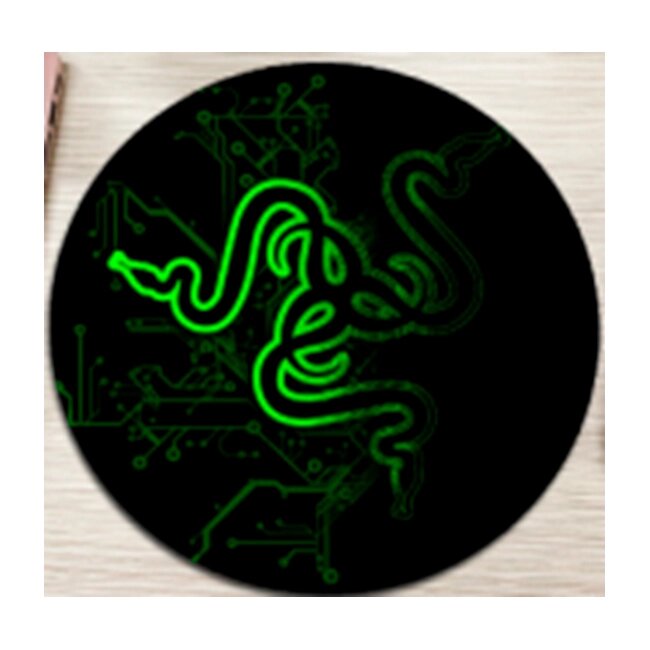 Килимок 220*220 мм тканинної RAZER 13 з бічною прошивкою (круглий), товщина 3 мм, колір Black/Green, Пакет від компанії Price Killer - фото 1