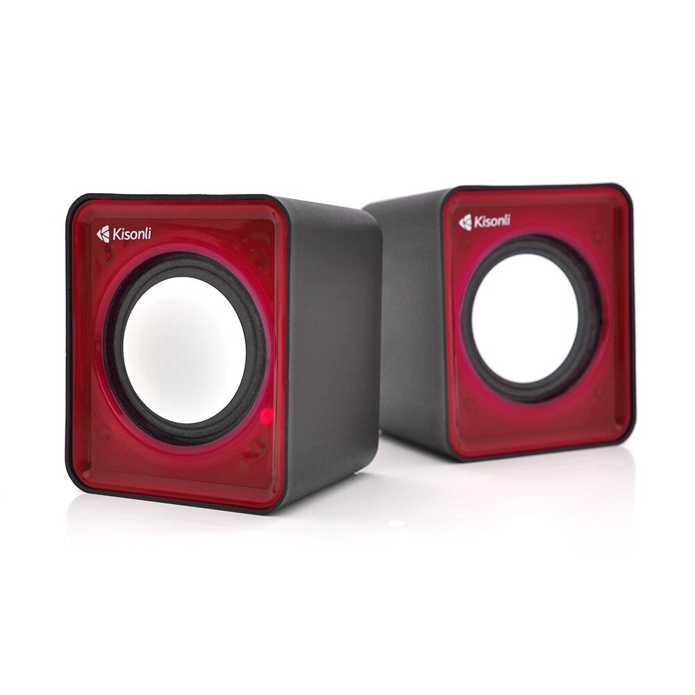 Колонки 2.0 Kisonli V310 для ПК і ноутбука, USB + 3.5mm, 2x0,5W, 20Hz- 20KHz, Red, BOX, Q100 від компанії Price Killer - фото 1