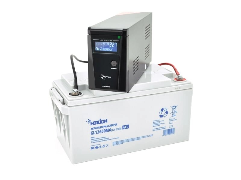 Комплект резервного живлення: RITAR 12V ( 360W ;600Va) + MERLION GL12650M6 12 V 65 Ah від компанії Price Killer - фото 1