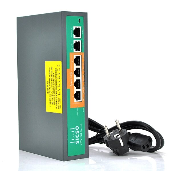 Комутатор POE SICSO 48V з 4 портами POE 100Мбіт + 2порт Ethernet (UP-Link) 100Мбіт, c підсил. сигн. до 250м, від компанії Price Killer - фото 1