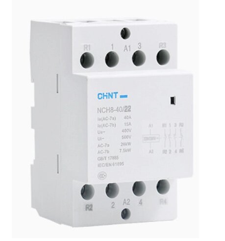 Контактор CHINT NCH8-40/22 220V,40А, 26kW, 2NC+2NO, на DIN-рейку, 85*65,5*54мм від компанії Price Killer - фото 1