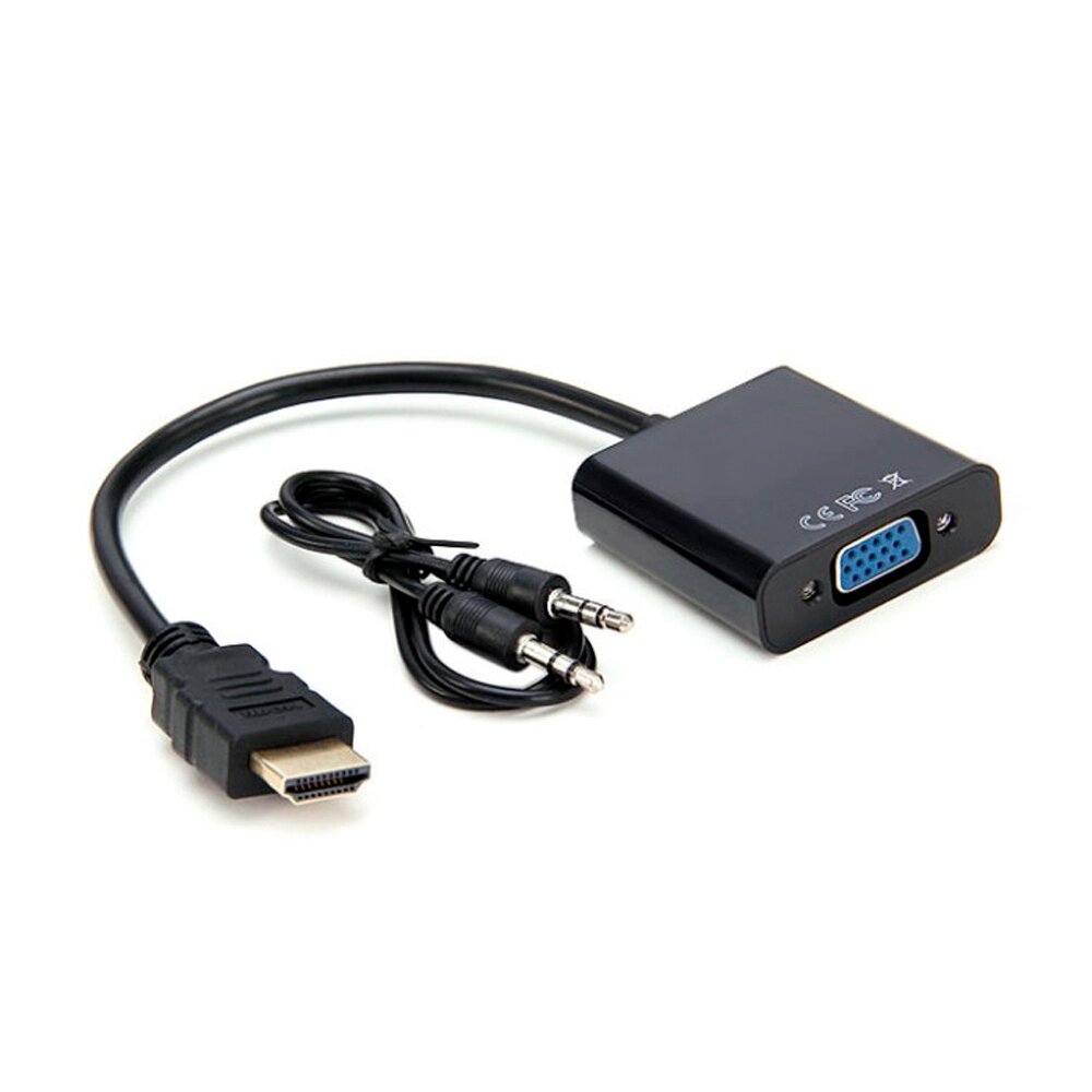 Конвертер HDMI ( тато ) на VGA ( мама ) 10cm, Black, 4K/2K, Пакет + AUDIO Q300 від компанії Price Killer - фото 1