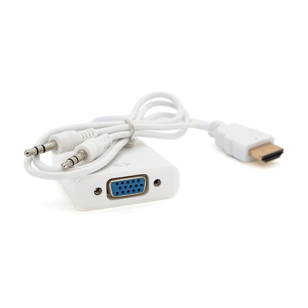 Конвертер HDMI ( тато ) на VGA ( мама ) 10cm, White, 4K/2K, Пакет + AUDIO Q250 від компанії Price Killer - фото 1