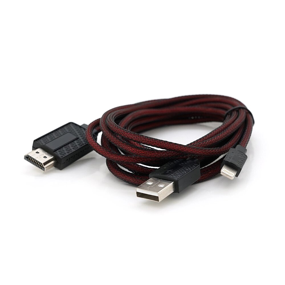 Конвертер MHL Lighting (папа) + USB (папа) => HDMI (папа) 1.8м, Black/Red, 4K/2K, BOX від компанії Price Killer - фото 1