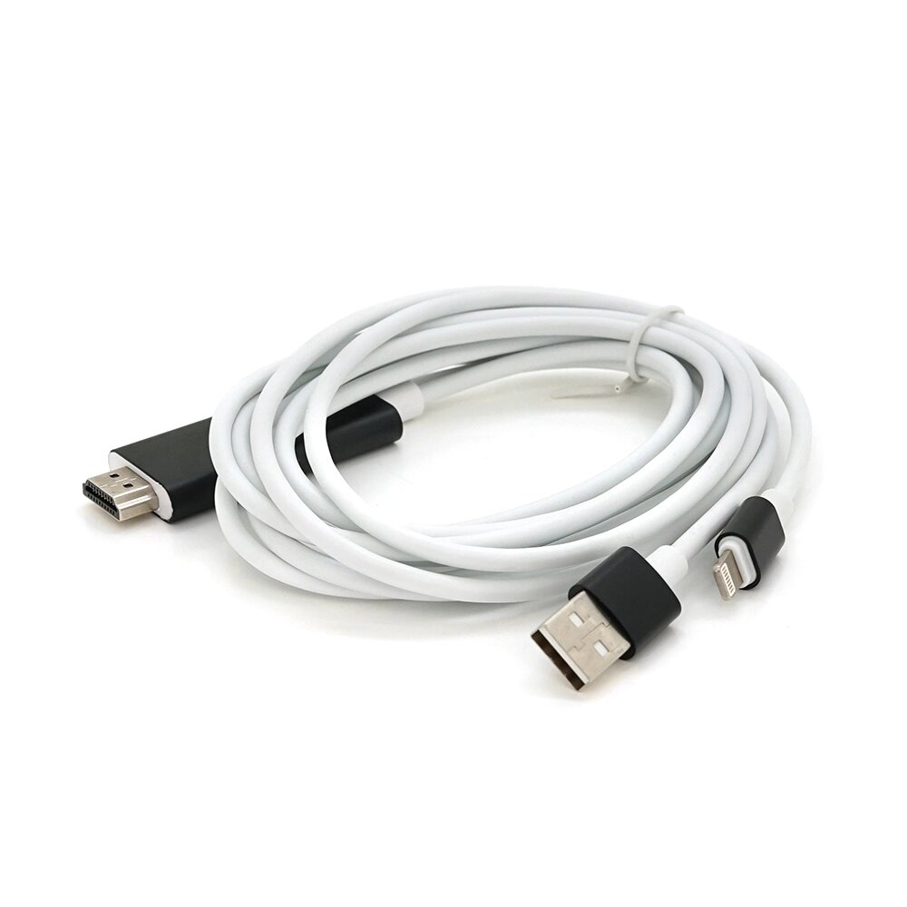 Конвертер MHL Lighting (папа) + USB (папа) => HDMI (папа) 1.8м, White, 4K/2K, BOX від компанії Price Killer - фото 1