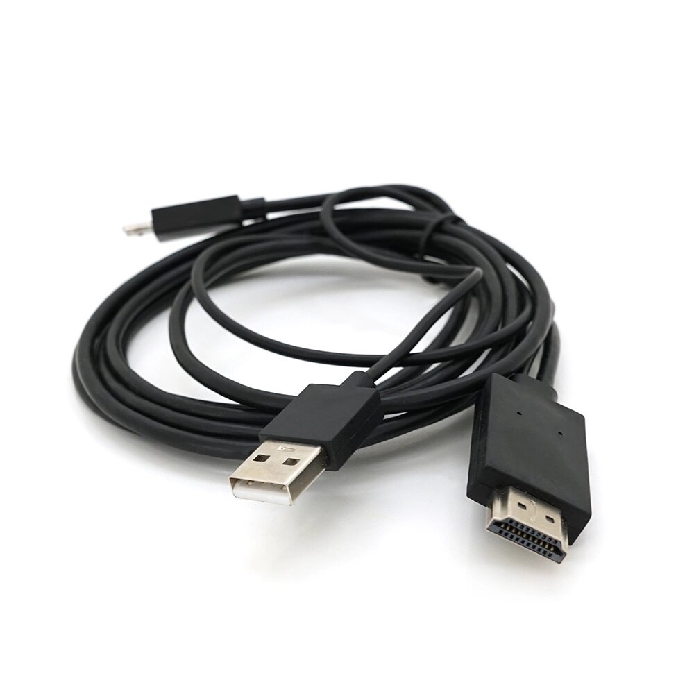 Конвертер MHL microUSB (папа) + USB (папа) => HDMI (папа) 1.8м, Black, 4K/2K, BOX від компанії Price Killer - фото 1