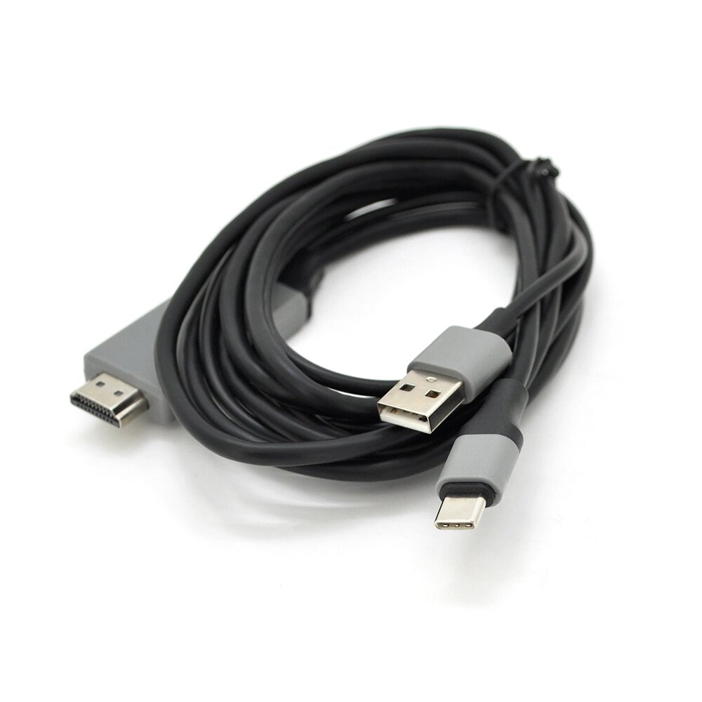 Конвертер MHL Type-C (папа) + USB (папа) => HDMI (папа) 2.0м, Black, 4K/2K, BOX від компанії Price Killer - фото 1